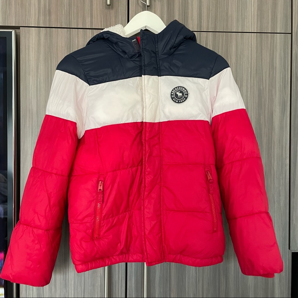 Abercrombie kids sherpa lined tri color puffer